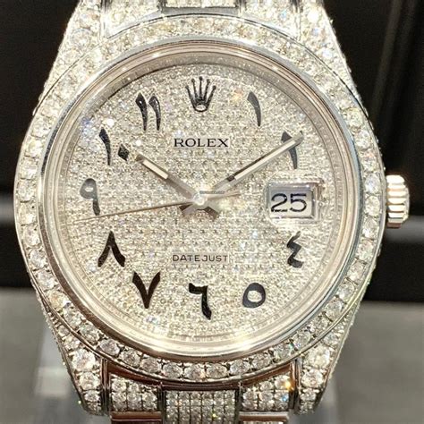 arabic dial rolex iced out.